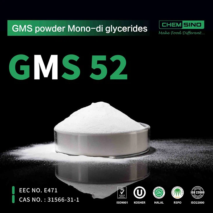A Powerful Emulsifier Glycerol Monostearate GMS 52 Powder CAS No.31566-31-1